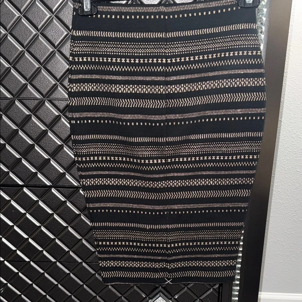 Express Black and Gold Striped Midi Skirt - Picture 3 of 4